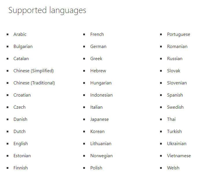 Languages in Teams