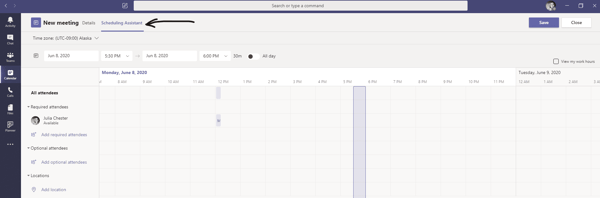 Microsoft teams schedule assistant