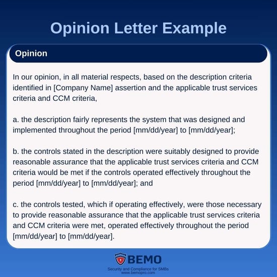 soc 2 report opinion letter