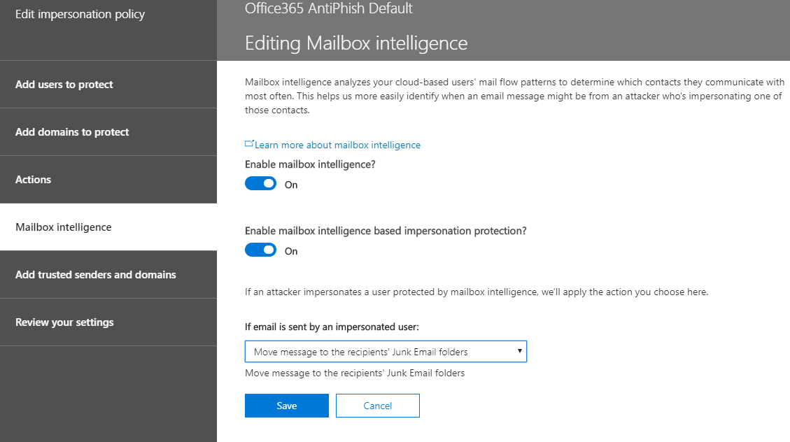 Mailbox intelligence - Office 365 ATP