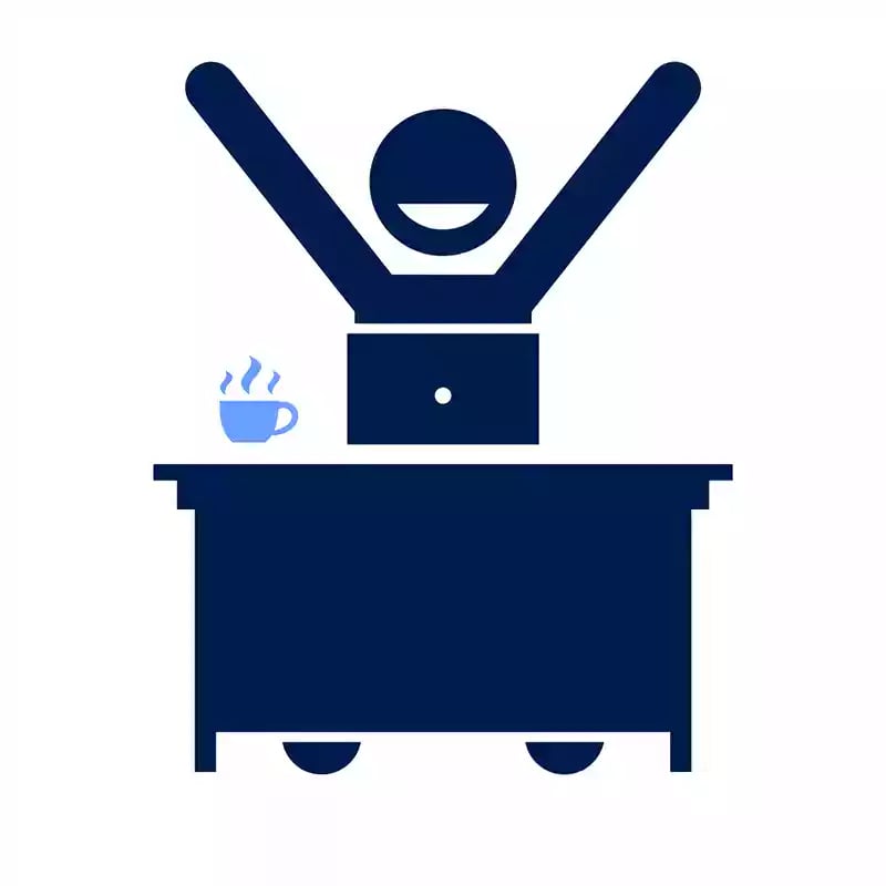 Happy worker at desk