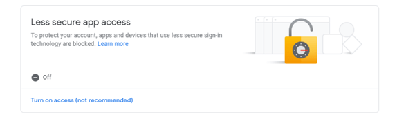 turn off gmail 2 step verification on Less secure app access option