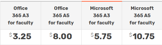 office 365 for education pricing