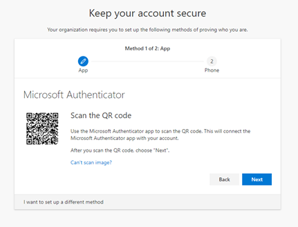 Microsoft Authenticator QR code