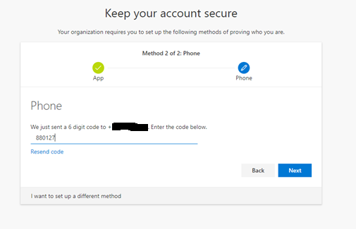 Microsoft Authenticator backup phone verification