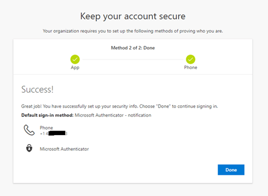 Microsoft Authenticator complete setup