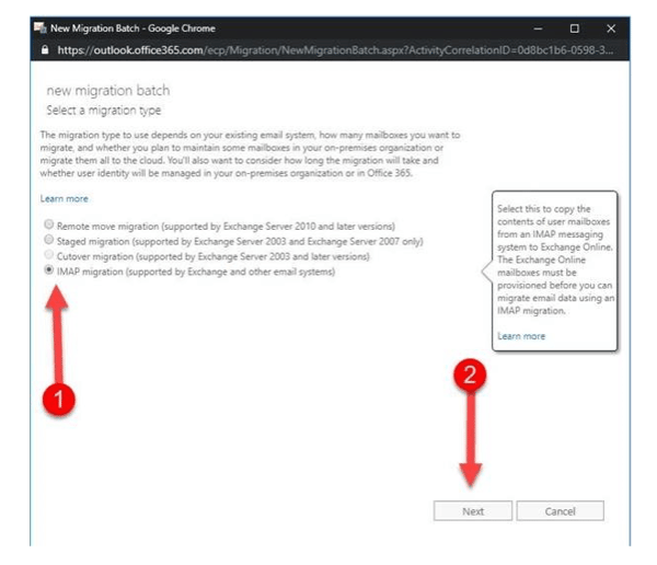 IMAP email migration