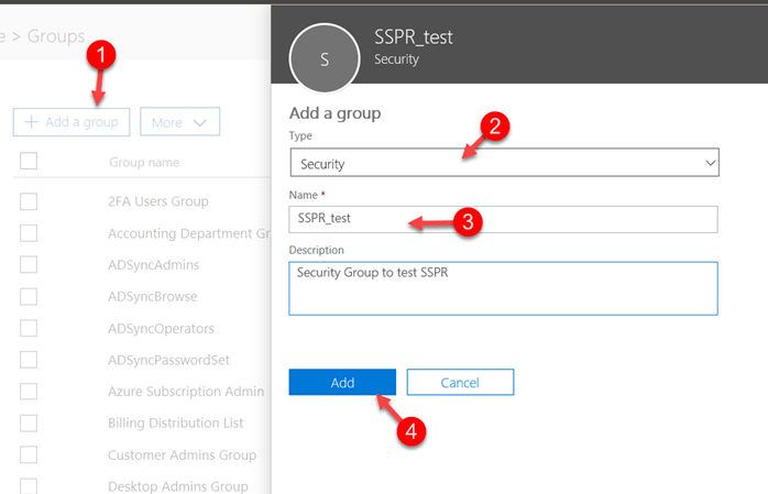 office 365 password reset setup