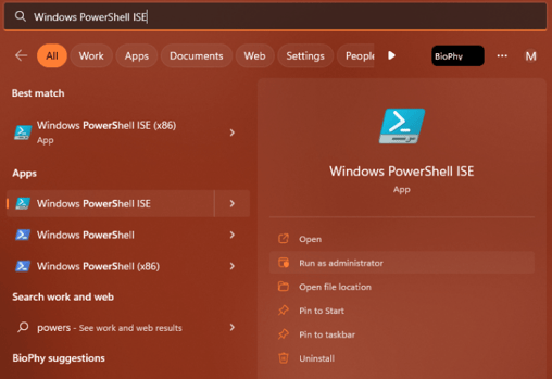 Run a microsoft power shell