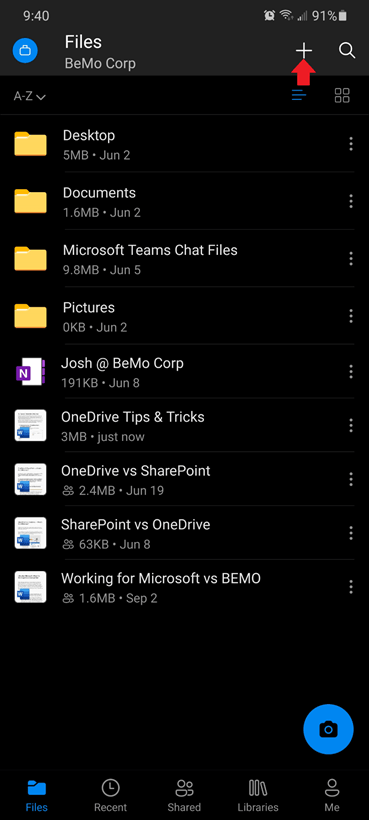 Add a File from OneDrive App