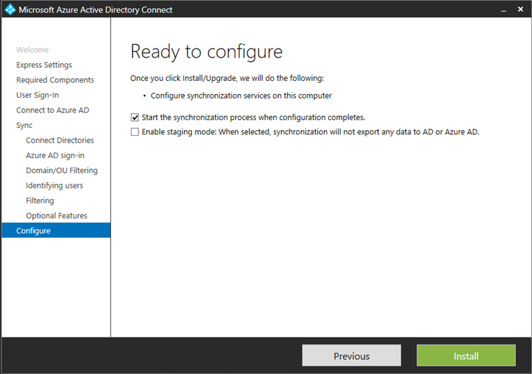 install azure ad connect step by step