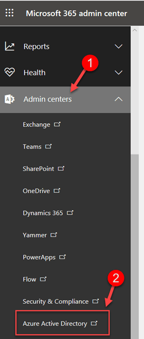 azure active directory from admin center