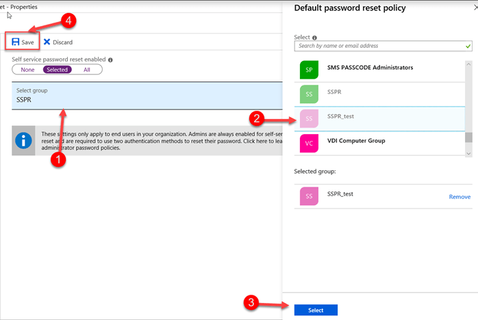 Self-Service Password Reset is enabled