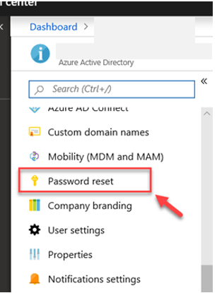 Password Reset azure portal