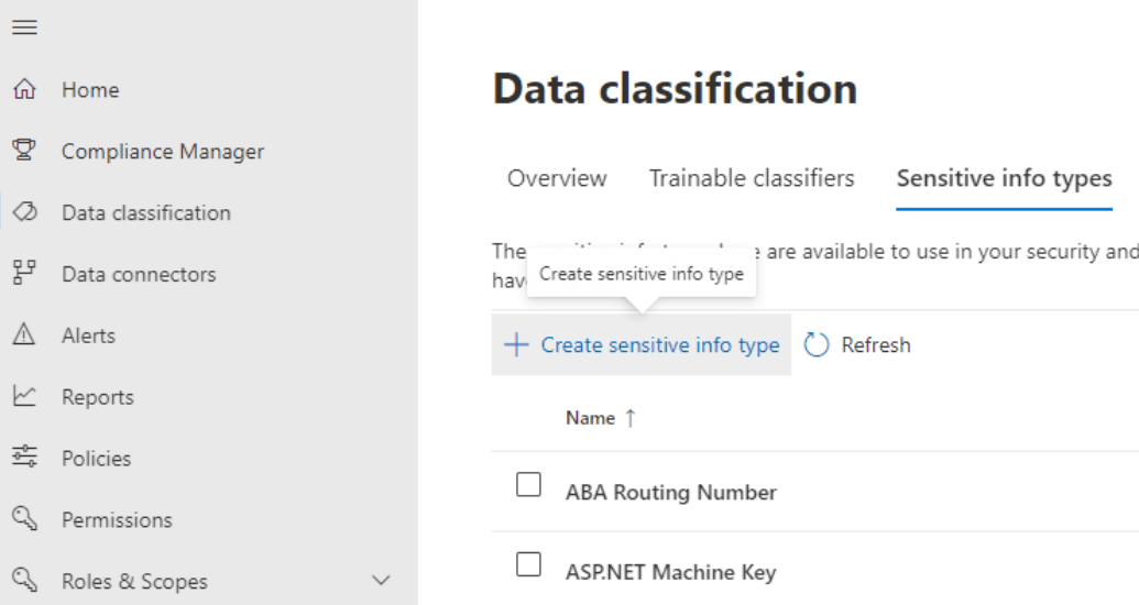 Create sensitive information type