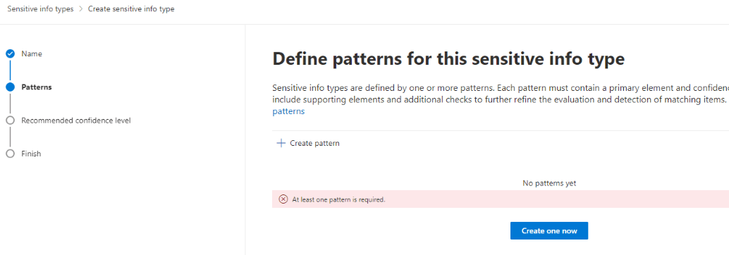 Go to the pattern creation page