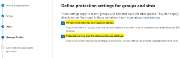 Define protection setttings