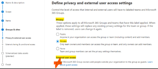 Define external user access settings
