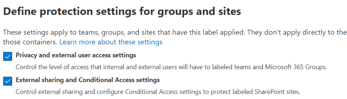 Define protections for groups and sites